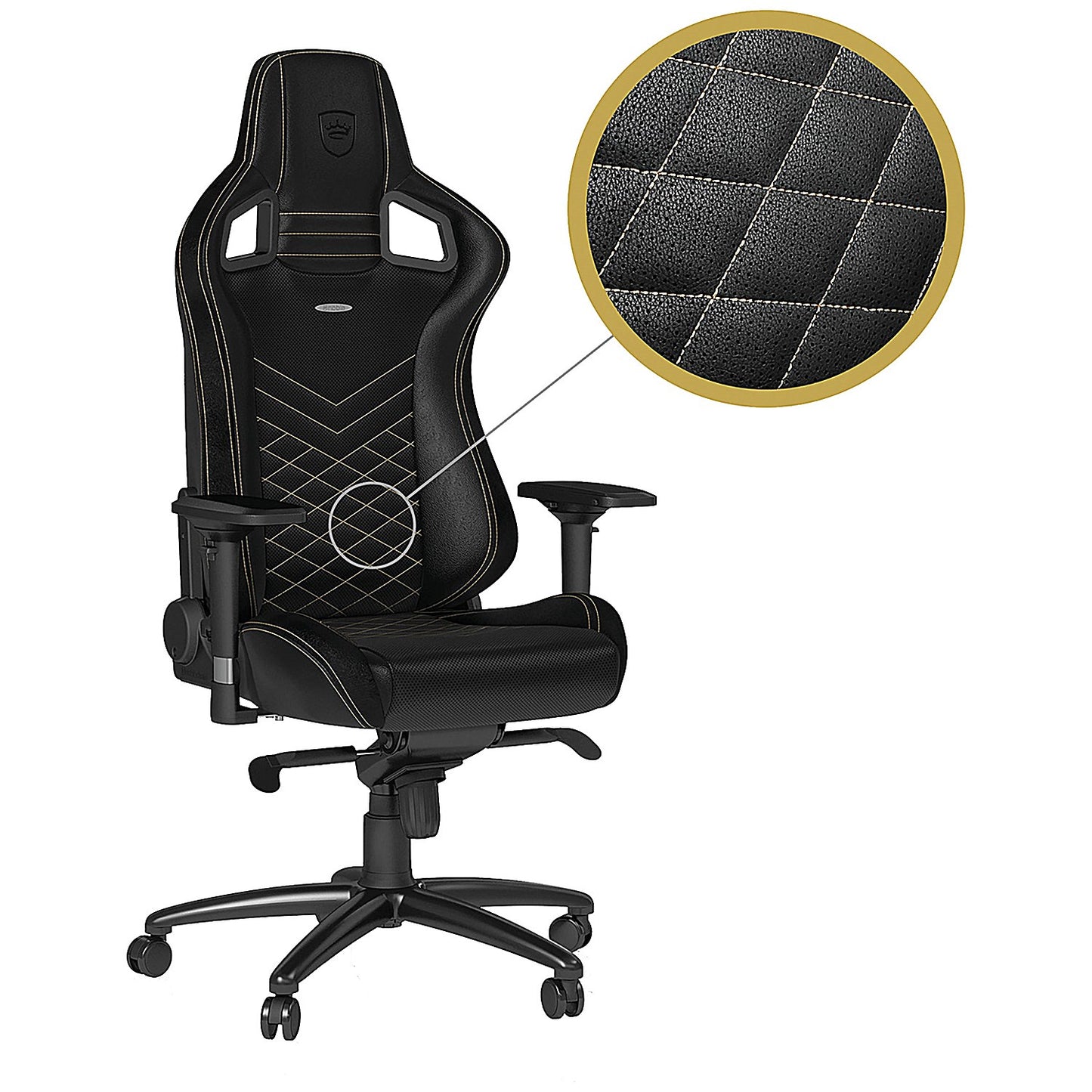 Noblechairs Epic Gaming Chair, Faux Leather, Black & Gold