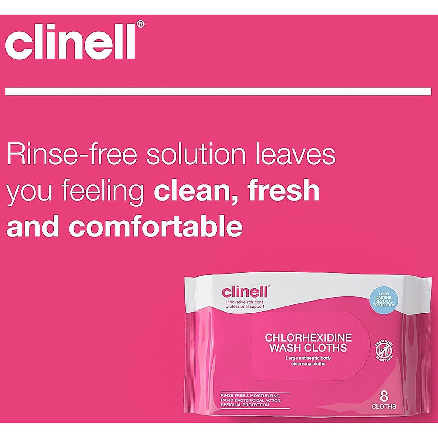 Clinell Chlorhexidine Wash Cloths (Pack of 8) CHGWC8