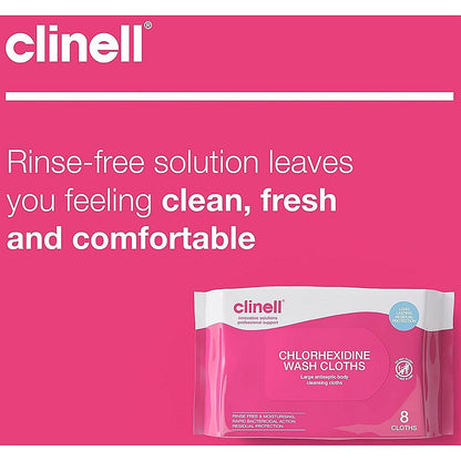 Clinell Chlorhexidine Wash Cloths (Pack of 8) CHGWC8
