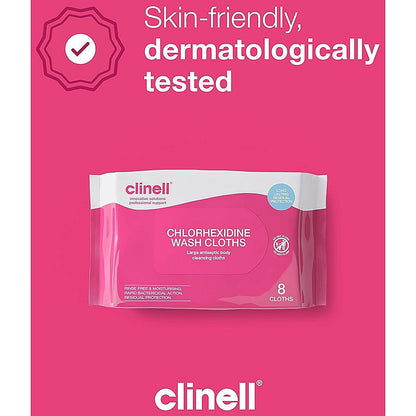 Clinell Chlorhexidine Wash Cloths (Pack of 8) CHGWC8
