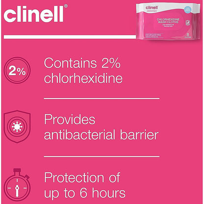 Clinell Chlorhexidine Wash Cloths (Pack of 8) CHGWC8 Easy2Order : CL44260
