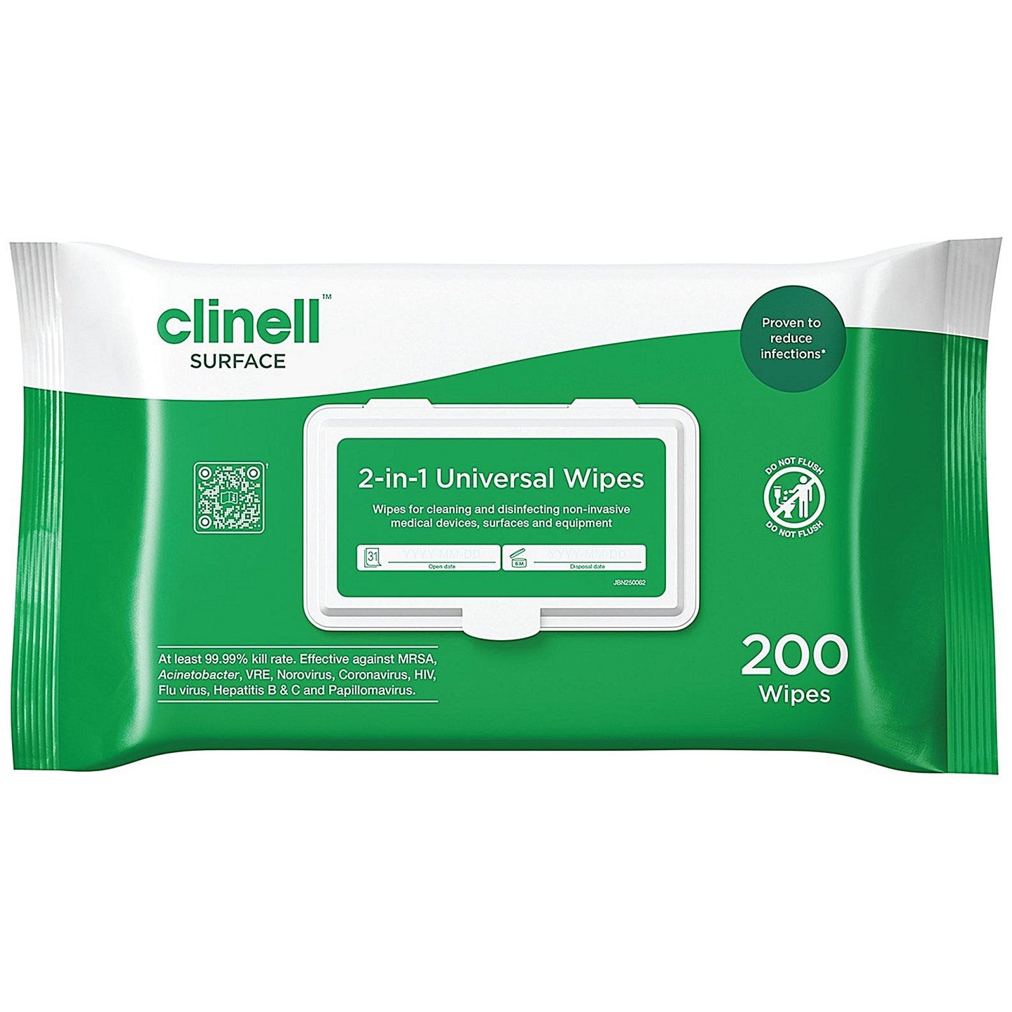Clinell Universal 2-in-1 Disinfectant Wipes (Pack of 200) Easy2Order : CL54450