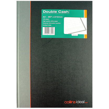 Ideal A4 Cashbook Casebound Double Cash 192 Pages Black 6424