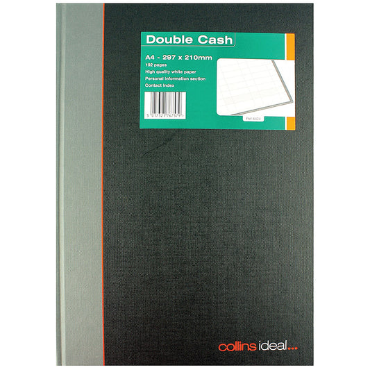 Ideal A4 Cashbook Casebound Double Cash 192 Pages Black 6424