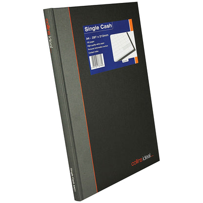 Ideal A4 Cashbook Casebound Single Cash 192 Pages Black 6421
