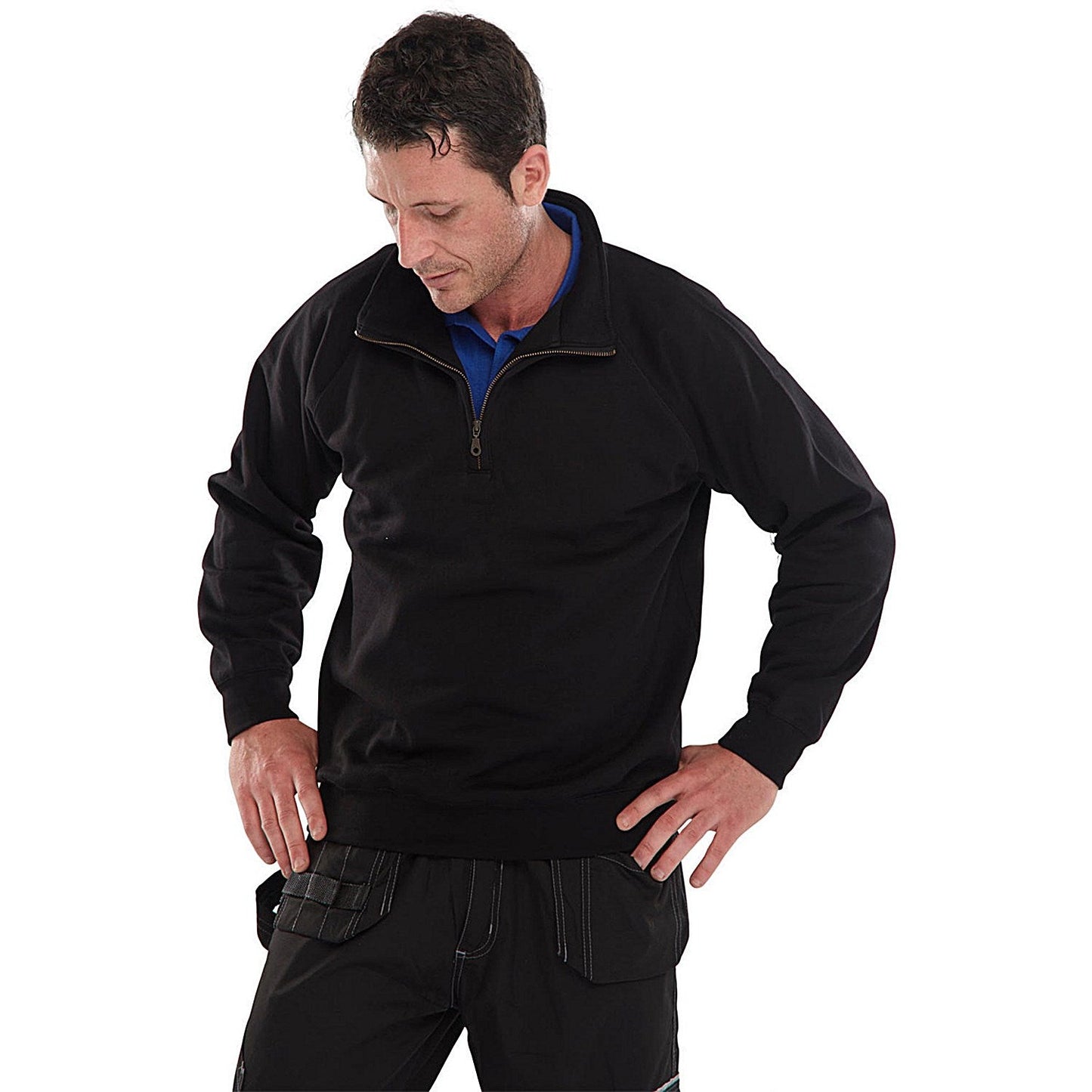 Beeswift Quarter Zip Sweatshirt, Black, Small