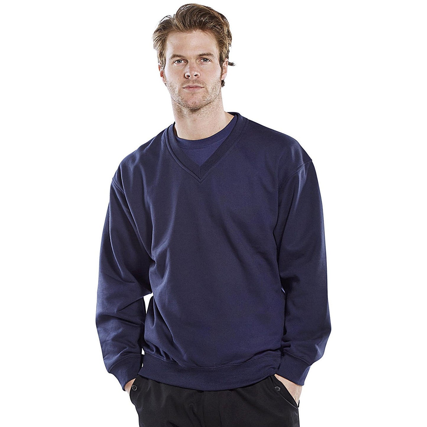 Beeswift V-Neck Sweatshirt, Navy Blue, 2XL Easy2Order : CLVPCSNXXL