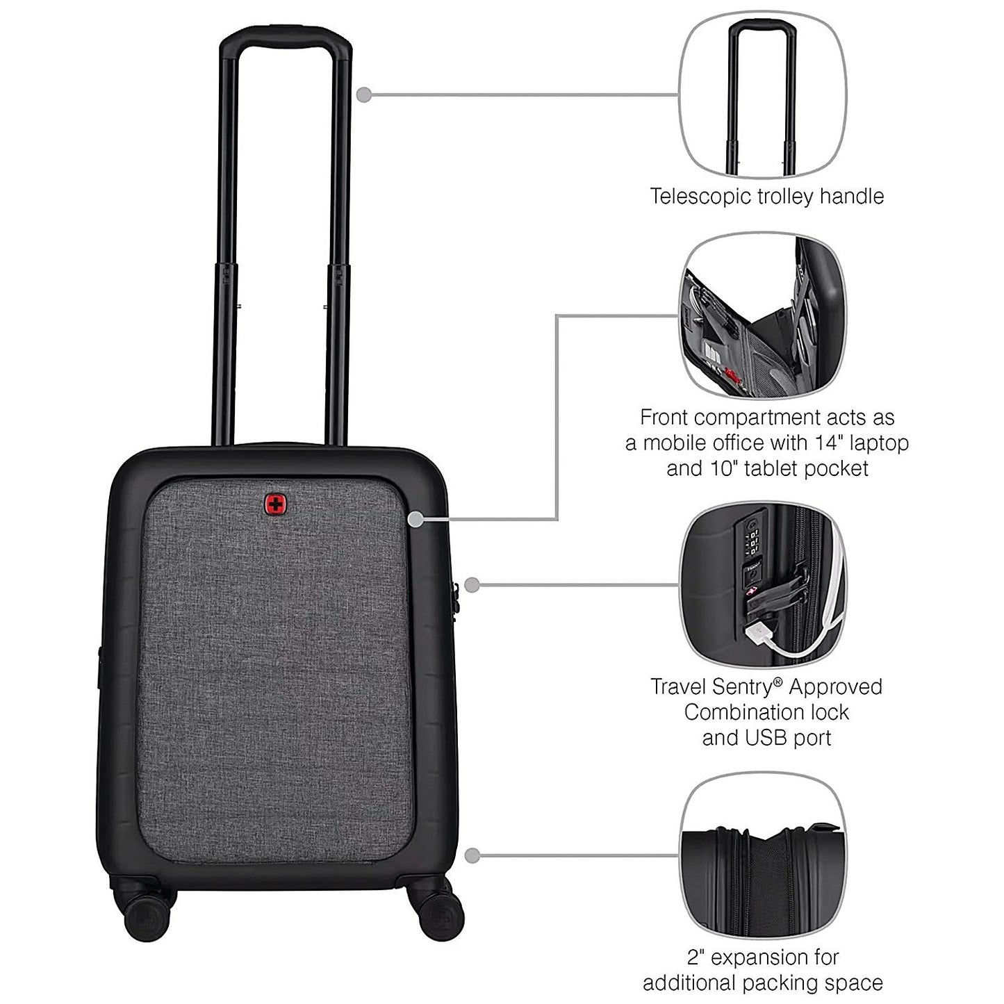 Wenger Syntry Carry-On Case with Laptop Compartment Black and Grey 606490