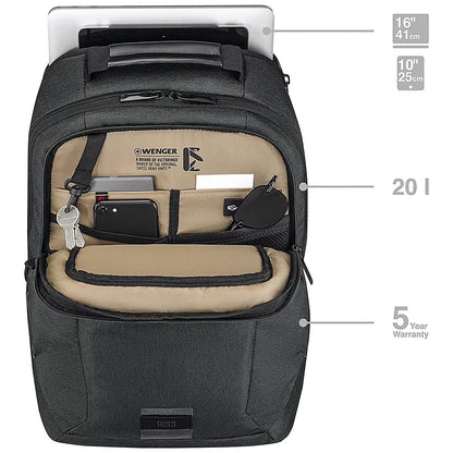 Wenger MX ECO Professional 16 Inch Laptop Backpack with Tablet Pocket Black
