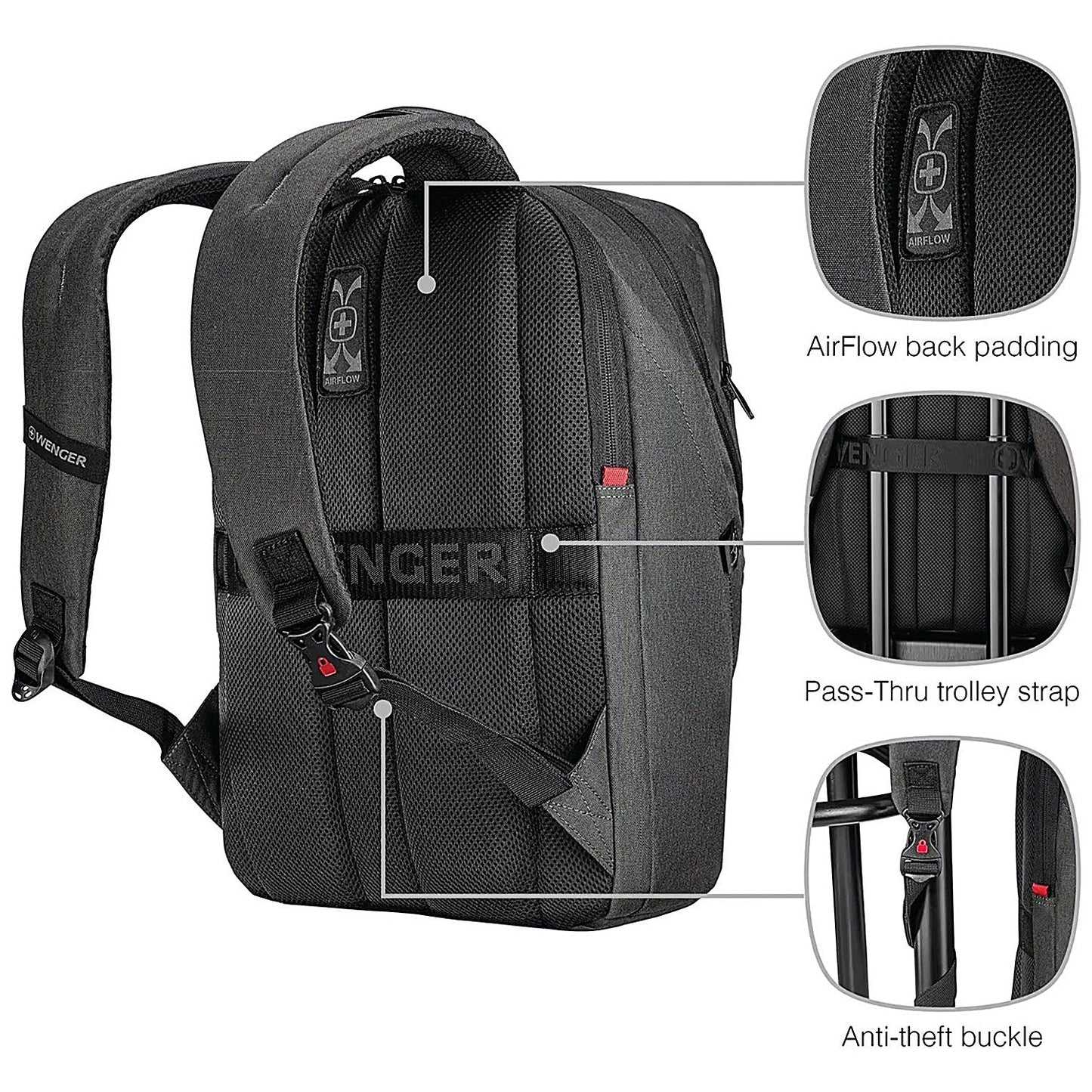 Wenger MX ECO Light 16 Inch Laptop Backpack with Tablet Pocket Black