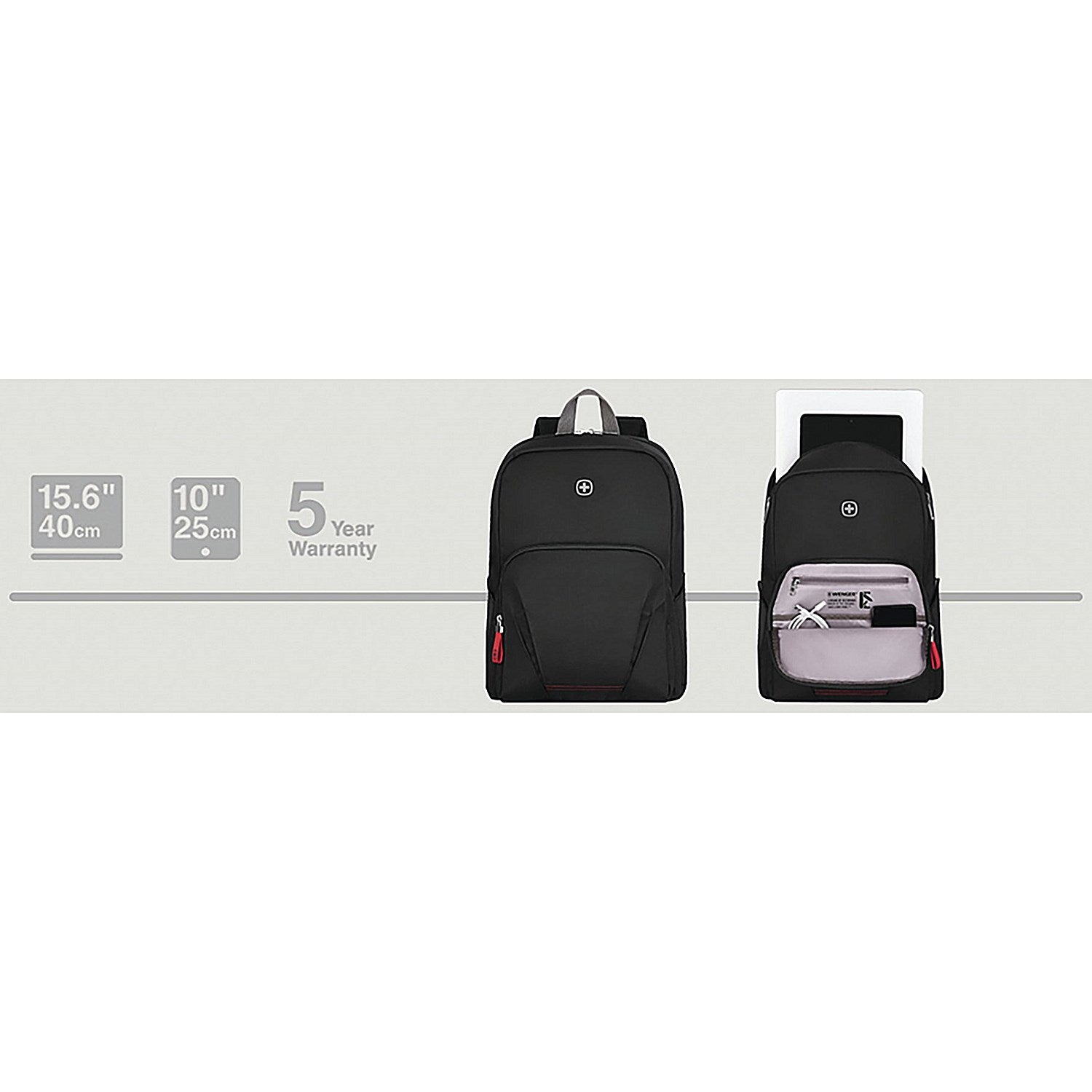 Wenger Motion Laptop Backpack with Tablet Pocket, For up to 15.6 Inch Laptops, Black Easy2Order : CMS17796