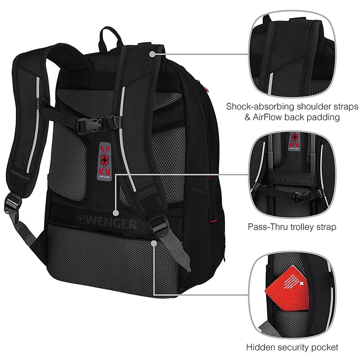 Wenger Carbon Pro Business Backpack with 15.6 Inch Laptop Sleeve and Tablet Pocket Black
