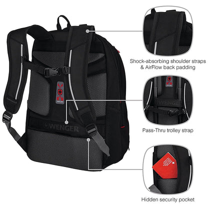 Wenger Carbon Pro Business Backpack with 15.6 Inch Laptop Sleeve and Tablet Pocket Black