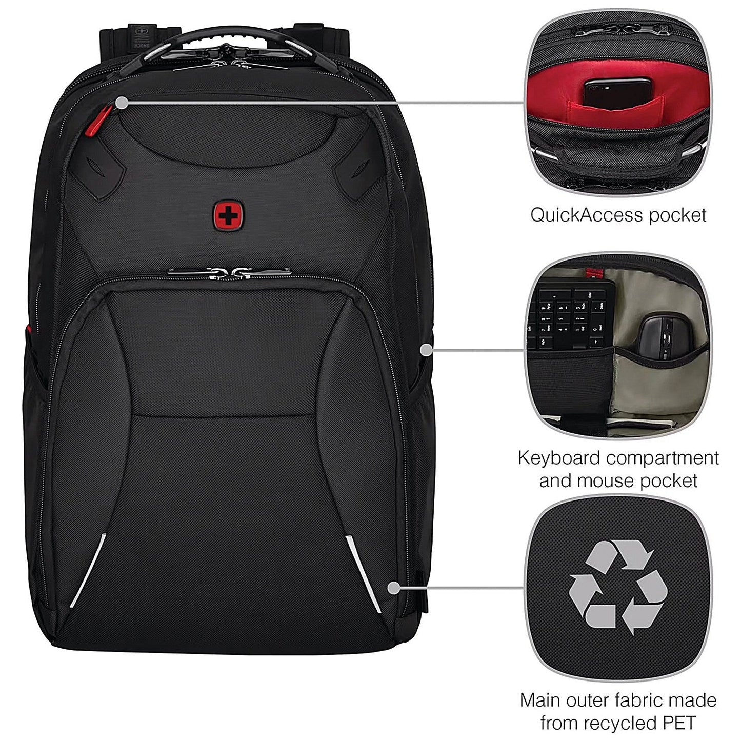 Wenger Cosmic 17 Inch Laptop Backpack with Tablet Pocket Black