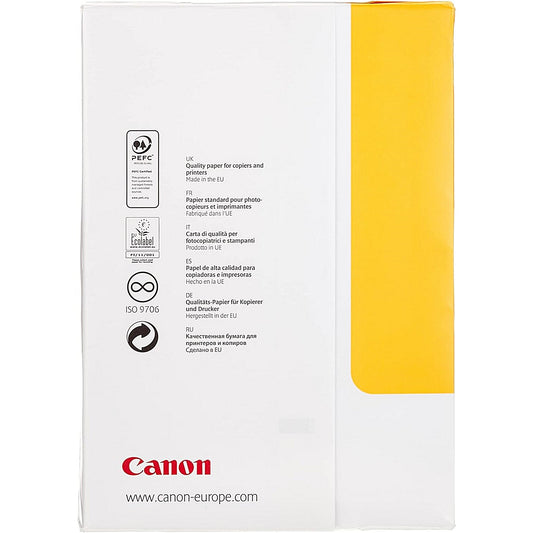 Canon A4 Yellow Label Standard Paper, White, 80gsm, Box (5 x 500 Sheets)