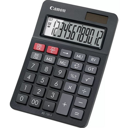 Canon AS-120 II Desktop Calculator, 12 Digit, Solar and Battery Power, Black