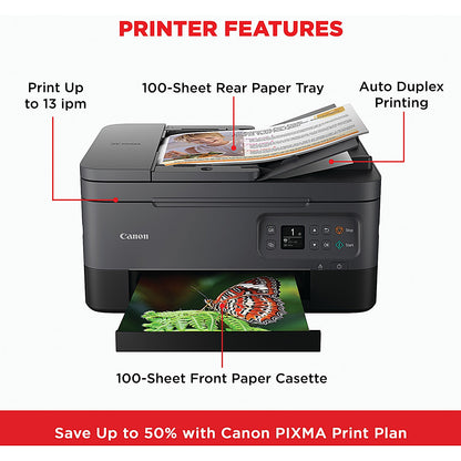 Canon Pixma TS7450i A4 Wireless Multifunction Colour Inkjet Photo Printer, Black