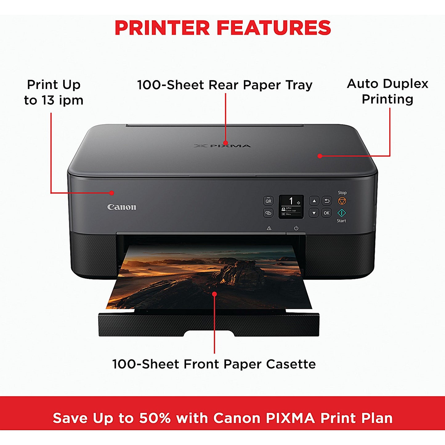 Canon Pixma TS5350i A4 Wireless Multifunction Colour Inkjet Photo Printer, Black