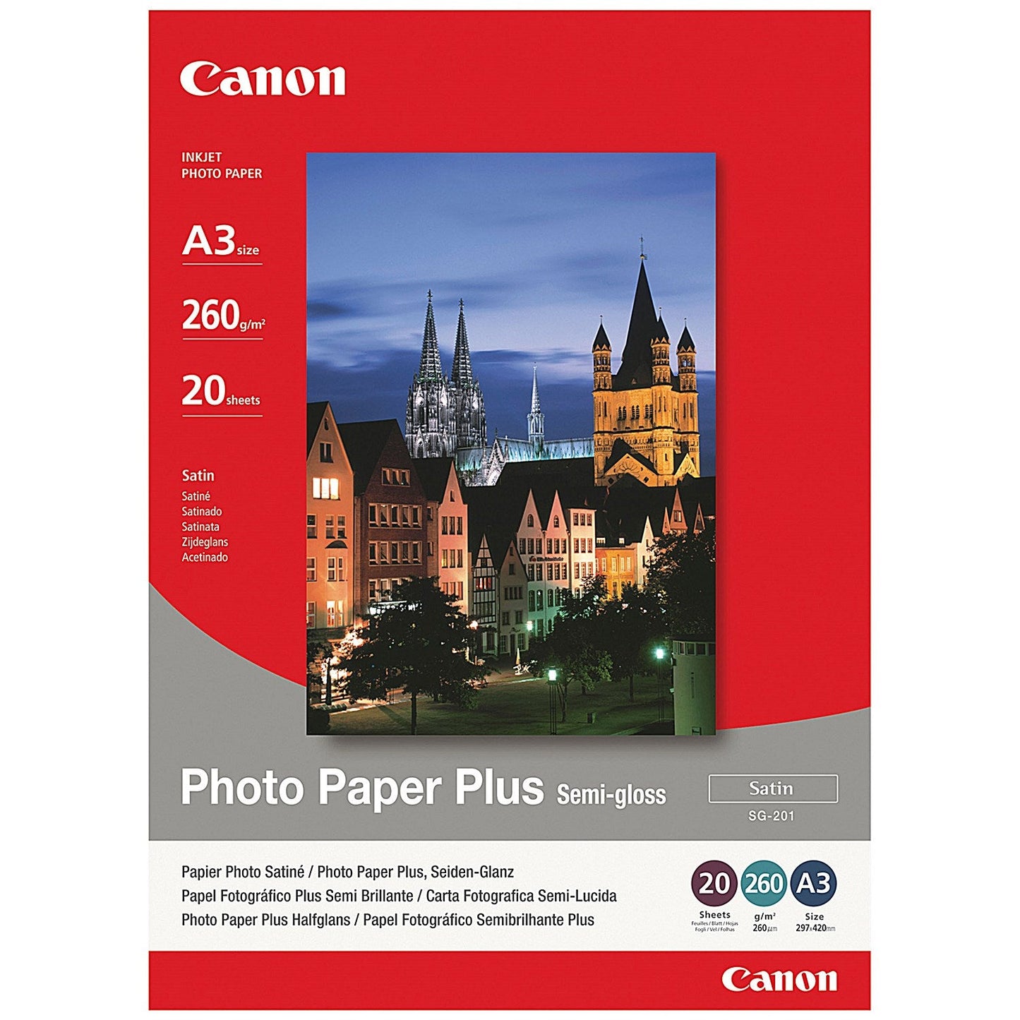 Canon A3 Photo Paper Plus, Semi-Gloss, 260gsm, Pack of 20 Easy2Order : CO40542