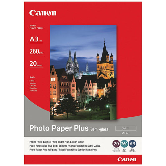 Canon A3 Photo Paper Plus, Semi-Gloss, 260gsm, Pack of 20 Easy2Order : CO40542