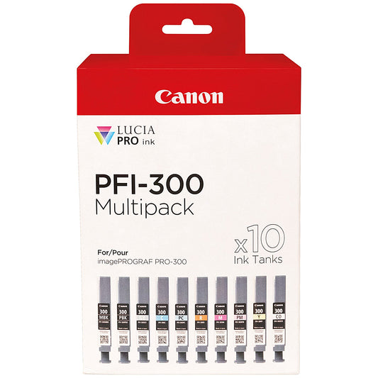 Canon PFI-300 Ink Cartridges MBK/C/M/Y/PBK/CO/GY/R/PC/PM Multipack 4192C008