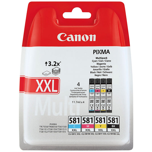 Canon CLI-581XXL Ink Cartridges Extra High Yield CMYK Multipack 1998C007