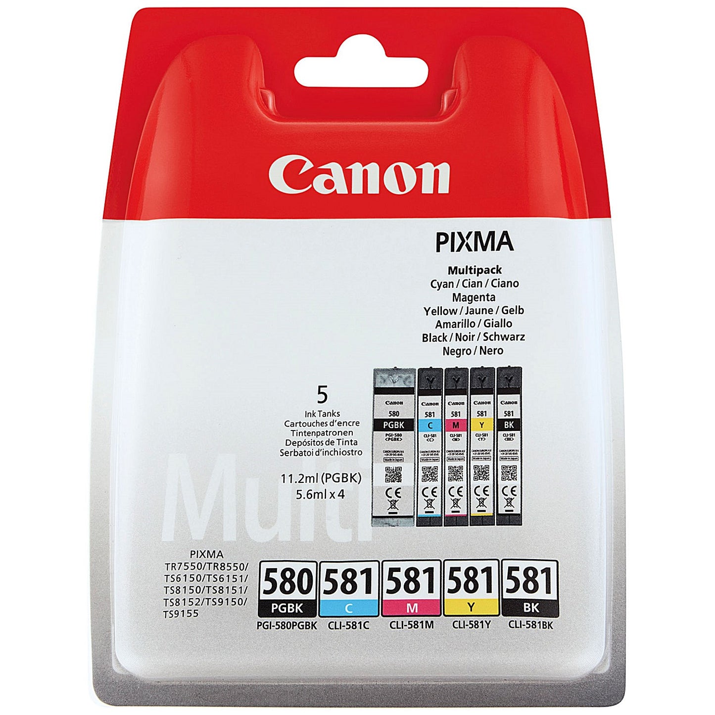 Canon PGI-580/CLI-581 Ink Cartridges PGBK/CMYK Multipack 2078C007