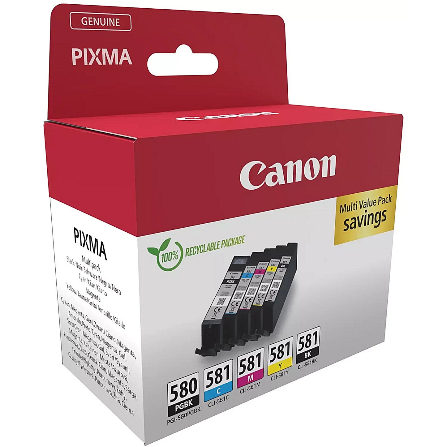 Canon PGI-580/CLI-581 Ink Cartridges PGBK/CMYK Multipack 2078C007