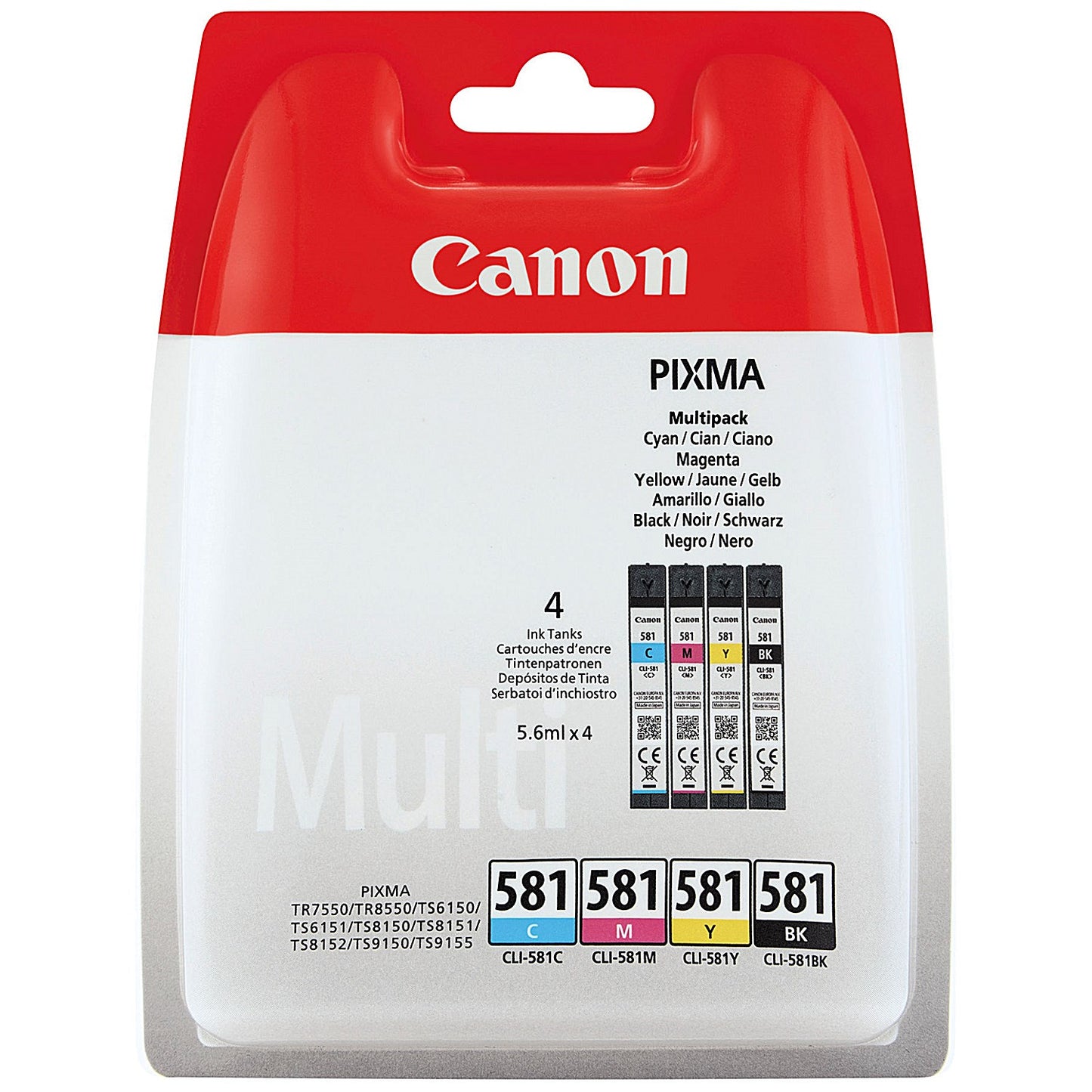 Canon CLI-581 Ink Cartridges CMYK Multipack 2103C007