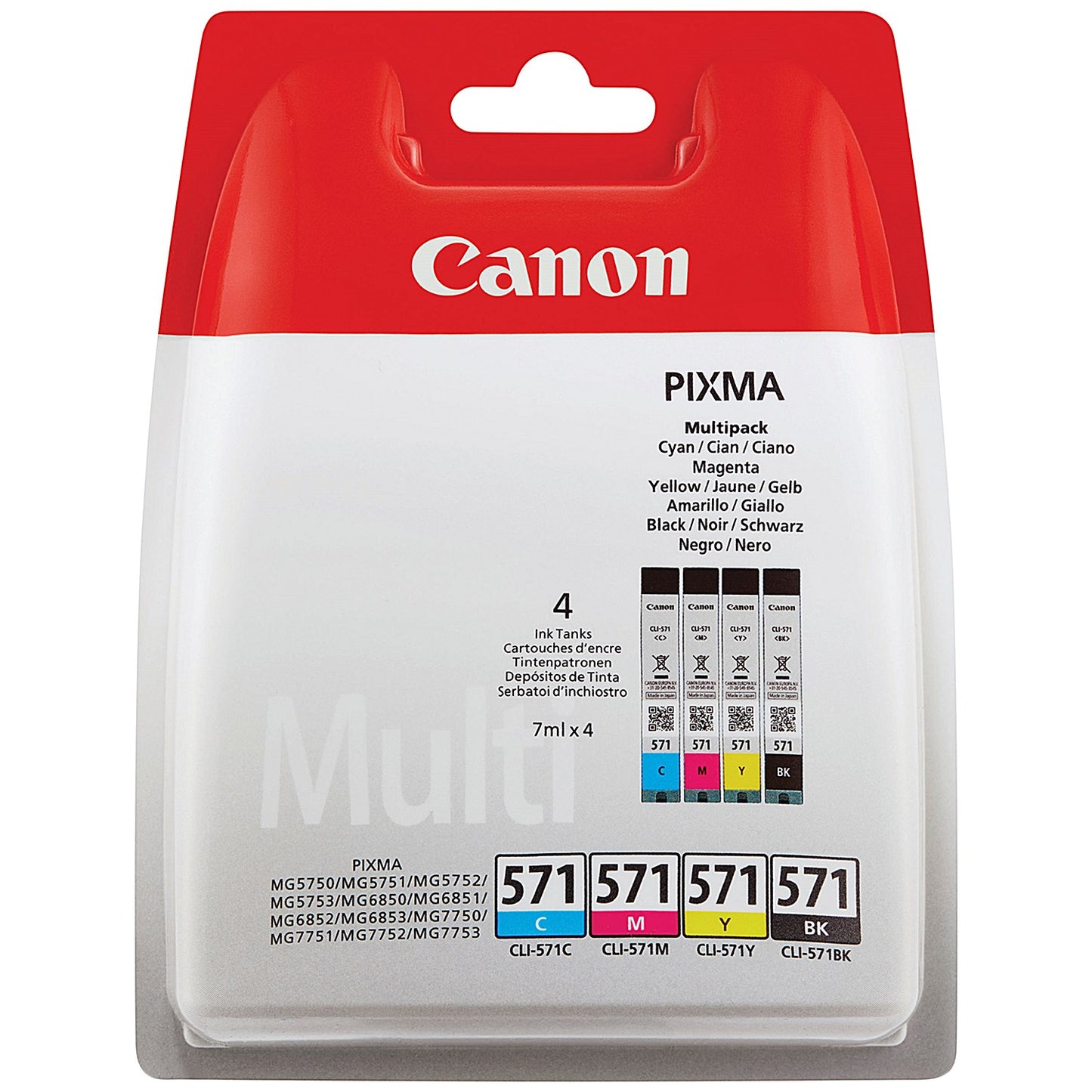 Canon CLI-571 Ink Cartridges CMYK Multipack 0386C008