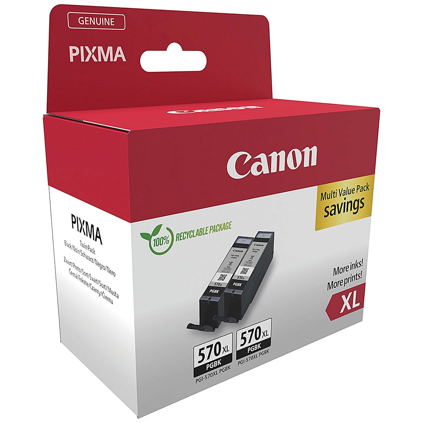 Canon PGI-570XL Ink Cartridge High Yield Black Twin Pack 0318C010