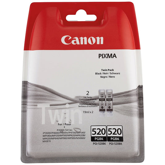Canon PGI-520 Inkjet Cartridge, Twin Pack, Black