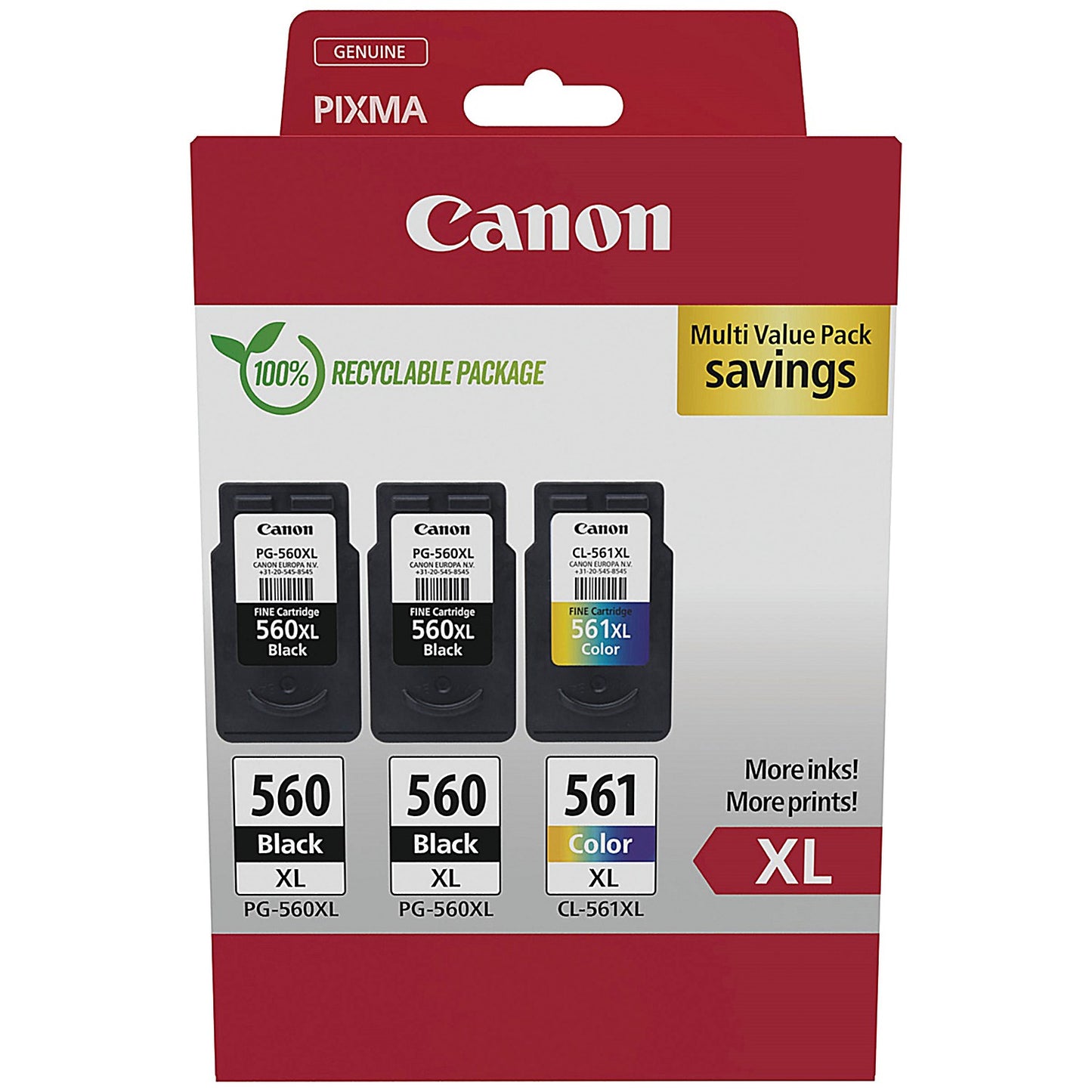 Canon PG-560XL x 2/CL-561XL Ink Cartridges High Yield K/CMY Multipack 3712C009