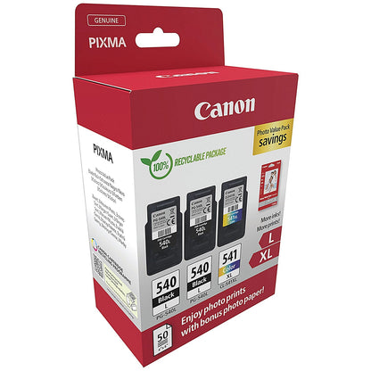 Canon PG-540L x 2/CL-541XL Ink Cartridges K/CMY + 4 x 6 in Photo Paper Value Pack 5224B015 Easy2Order : CO67969