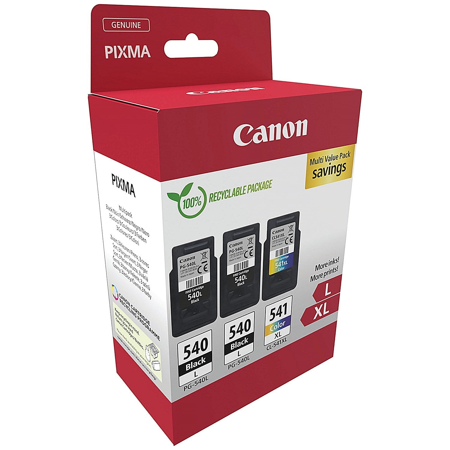 Canon PG-540L x 2/CL-541XL Ink Cartridges K/CMY Multipack 5224B017 Easy2Order : CO67971