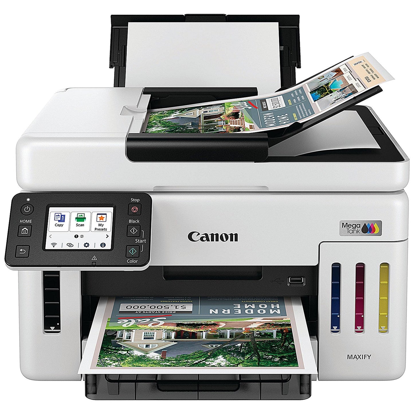 Canon Maxify GX6150 Wireless 3-in-1 Refillable MegaTank Colour Inkjet Printer, White