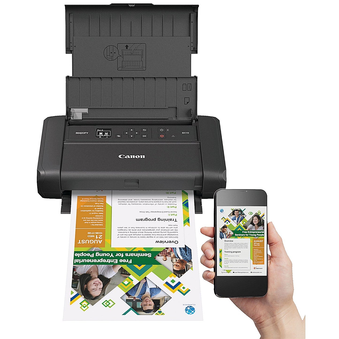 Canon Maxify BX110 Wireless Portable Colour Inkjet Printer with Battery, Black
