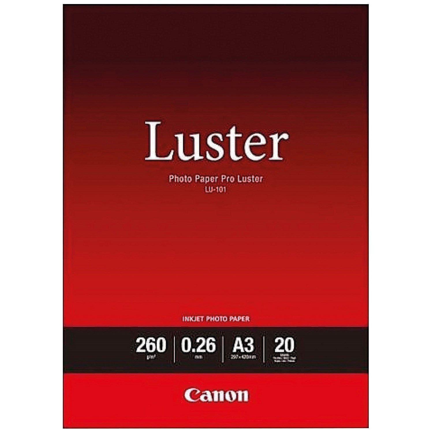 Canon A3 Pro Luster Photo Paper, Semi-Gloss, 260gsm, Pack of 20 Easy2Order : CO84400