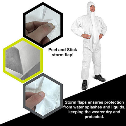 Beeswift CN4013E Disposable Coverall, Type 5/6, White, Large