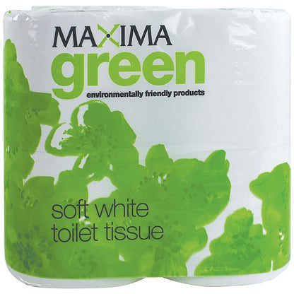 Maxima Green White Recycled Toilet Roll, 320 Sheet Rolls, Pack of 36