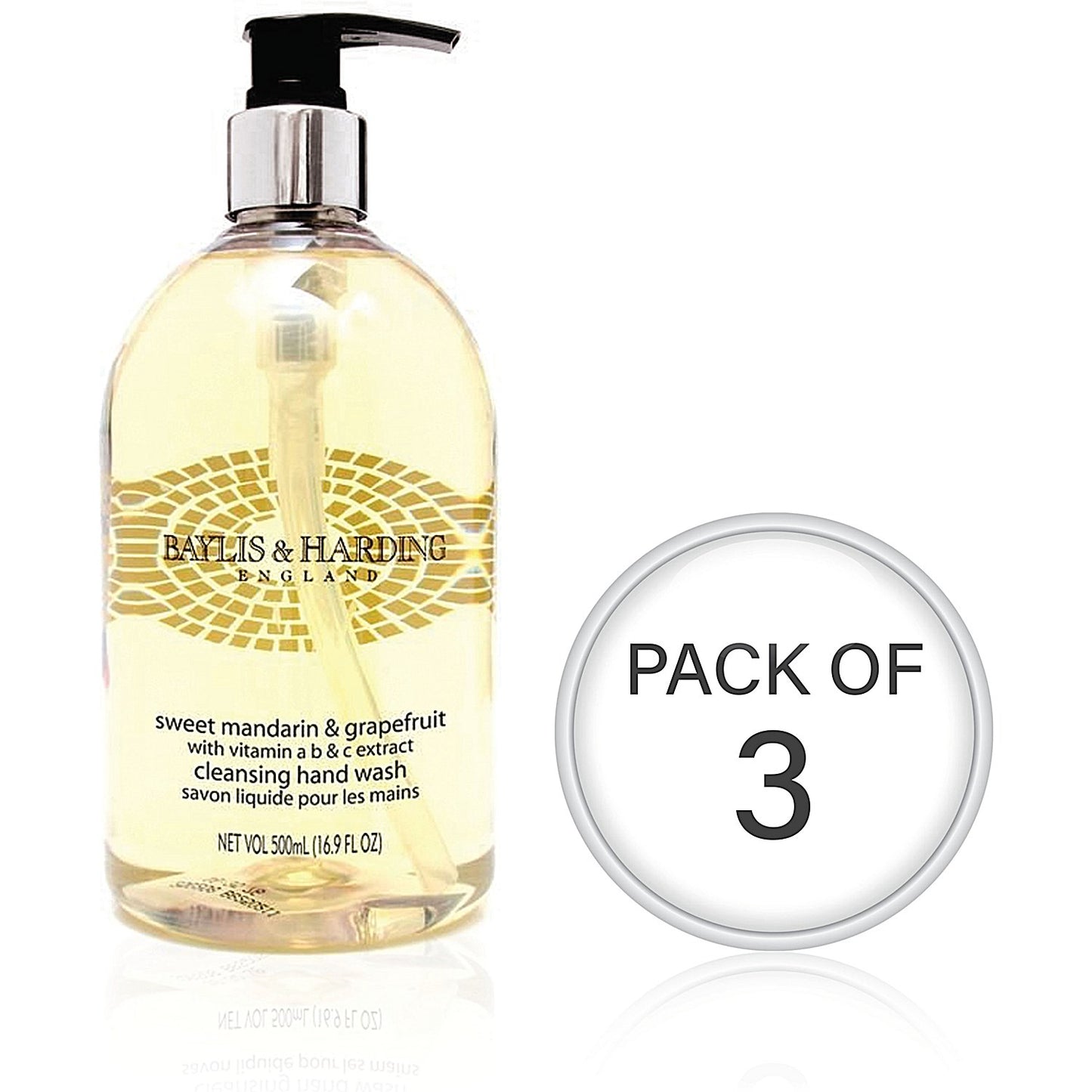 Baylis & Harding Mandarin & Grapefruit Hand Wash, 500ml, Pack of 3