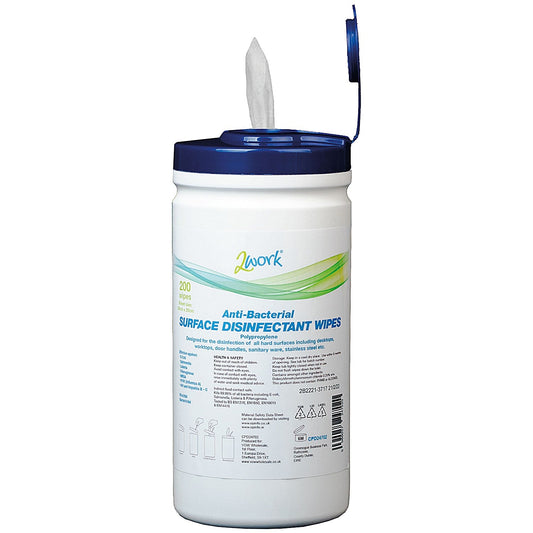 2Work Anti-Bacterial Surface Disinfectant Wipes, Pack of 200 Easy2Order : CPD24702