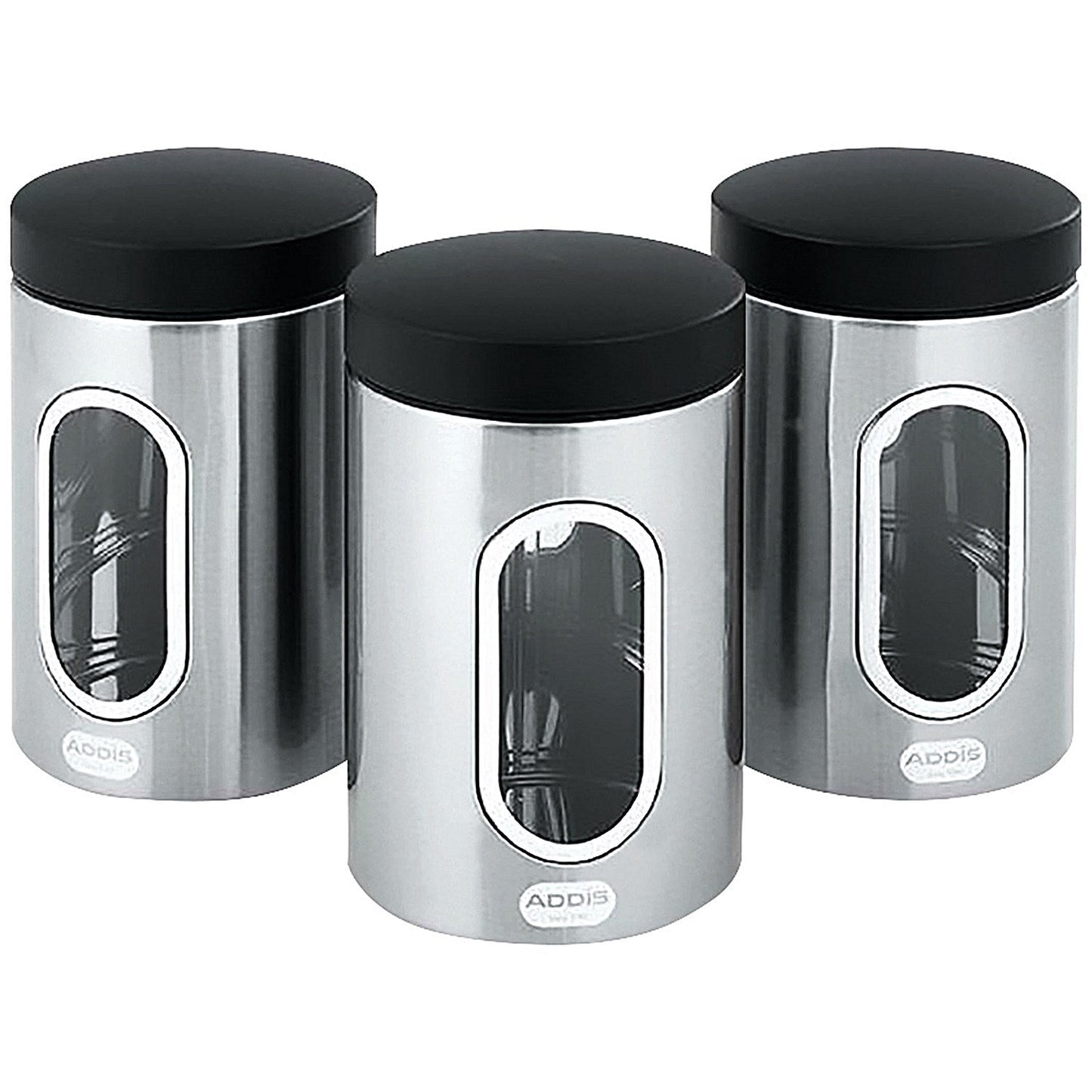Kitchen Canisters Set of 3 Silver Stainless Steel Easy2Order : CPD50478