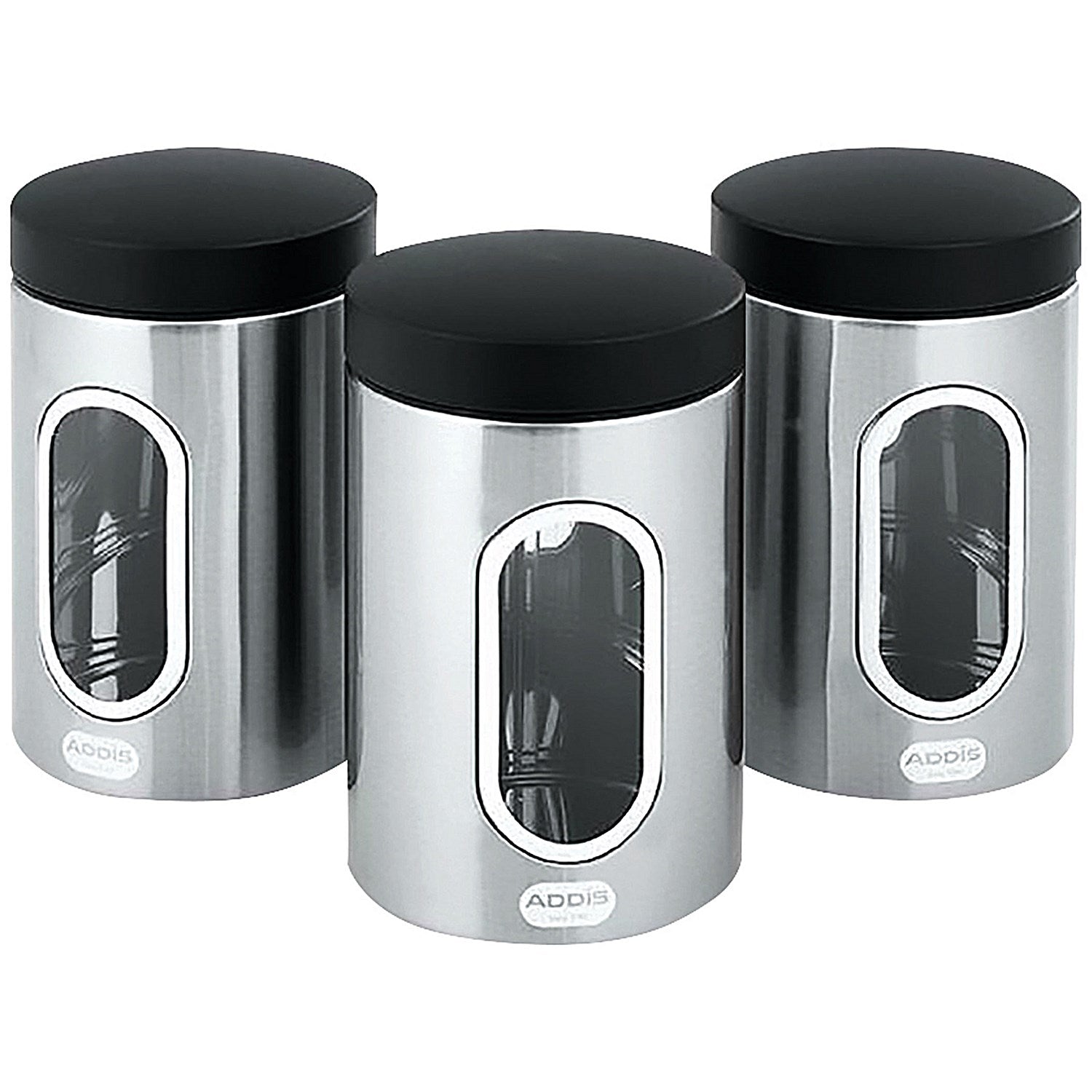 Kitchen Canisters Set of 3 Silver Stainless Steel Easy2Order : CPD50478