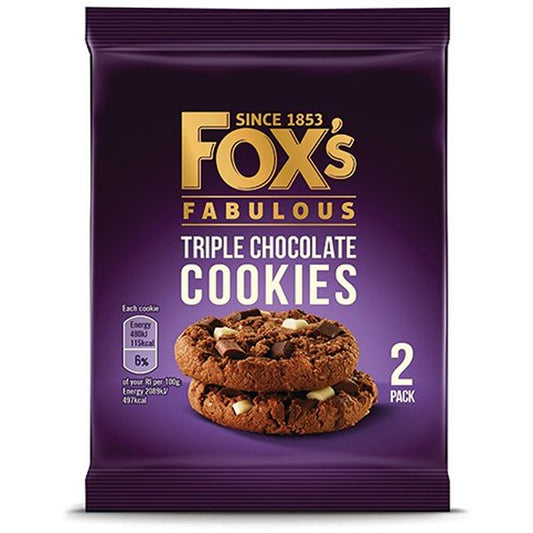 Fox's Triple Chocolate Cookie Biscuits Twin Packs, 45g, Pack of 48