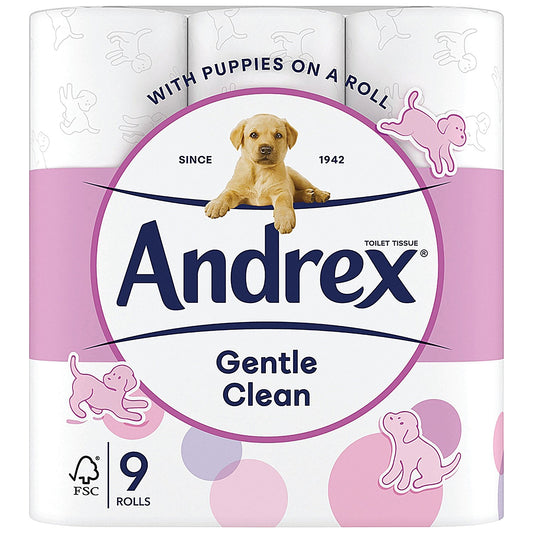 Andrex Puppies On A Roll Toilet Roll, 2-Ply, Pack of 9