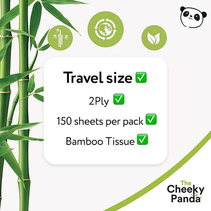 Cheeky Panda Travel Toilet Tissue Bulk Pack, 2-Ply, 150 Sheets Per Pack, Pack of 36