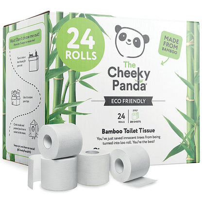 Cheeky Panda Toilet Tissue, 3-Ply, 200 Sheets Per Roll, Pack of 24