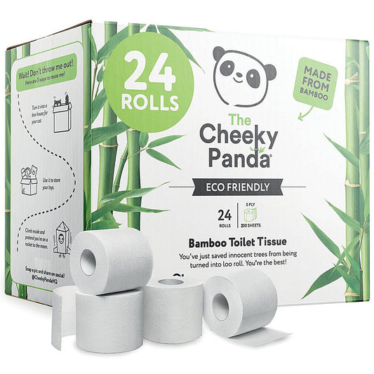 Cheeky Panda Toilet Tissue, 3-Ply, 200 Sheets Per Roll, Pack of 24