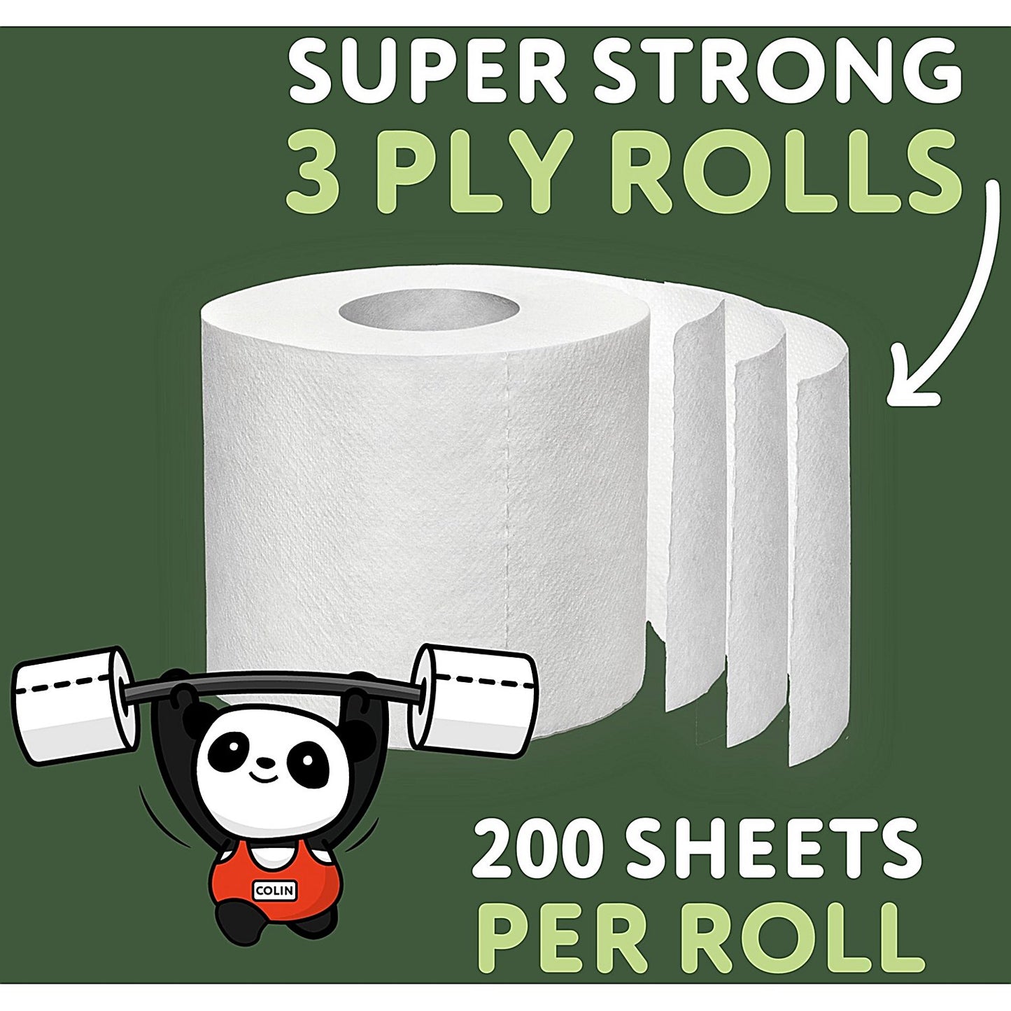 Cheeky Panda Toilet Tissue, 3-Ply, 200 Sheets Per Roll, Pack of 24